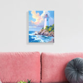 Kustvuurtoren | Blauwe Oceaangolven Zee Canvas Afdruk (Insitu (Woonkamer))
