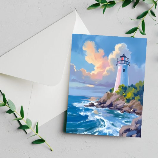 Kustvuurtoren | Blauwe Oceaangolven Zee Kaart