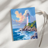 Kustvuurtoren | Blauwe Oceaangolven Zee Kaart