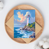 Kustvuurtoren | Blauwe Oceaangolven Zee Kaart