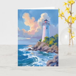 Kustvuurtoren Blauwe Oceaangolven Zee Kaart