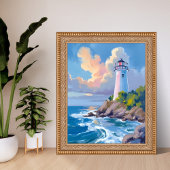 Kustvuurtoren | Blauwe Oceaangolven Zee Poster