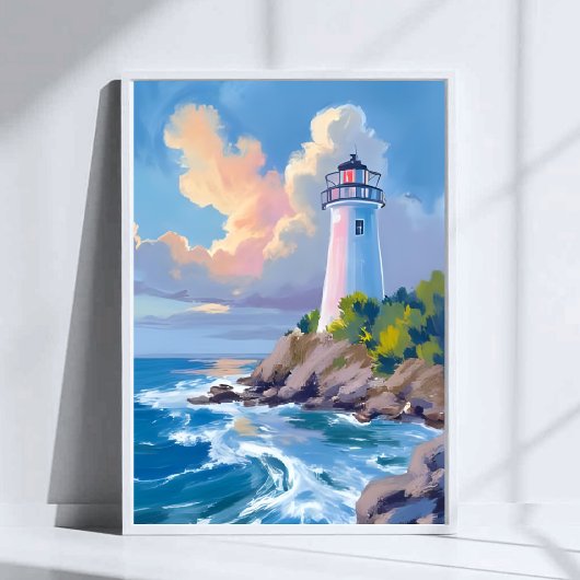 Kustvuurtoren | Blauwe Oceaangolven Zee Poster