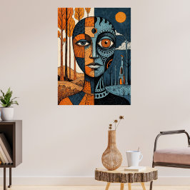 Kustvuurtoren Dubbele Belichting Aquarel Poster