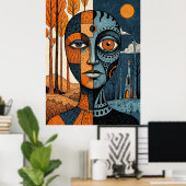 Kustvuurtoren Dubbele Belichting Aquarel Poster (Thuiskantoor)
