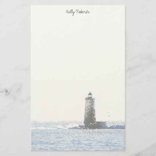 Kustvuurtoren en Atlantische Oceaan Nautisch Thema Briefpapier (Voorkant)