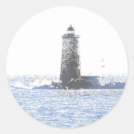 Kustvuurtoren en Atlantische Oceaan Nautisch Thema Ronde Sticker