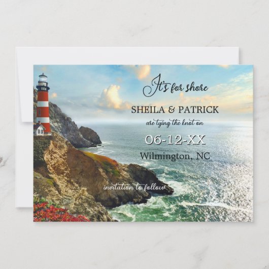 Kustvuurtoren Foto QR-code Save The Date (Voorkant)