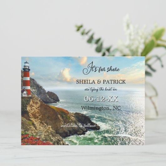 Kustvuurtoren Foto QR-code Save The Date (Staand voorkant)