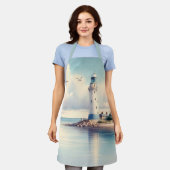 Kustvuurtoren Meeuwen Pastel Lucht Sereniteit Schort (Gedragen)