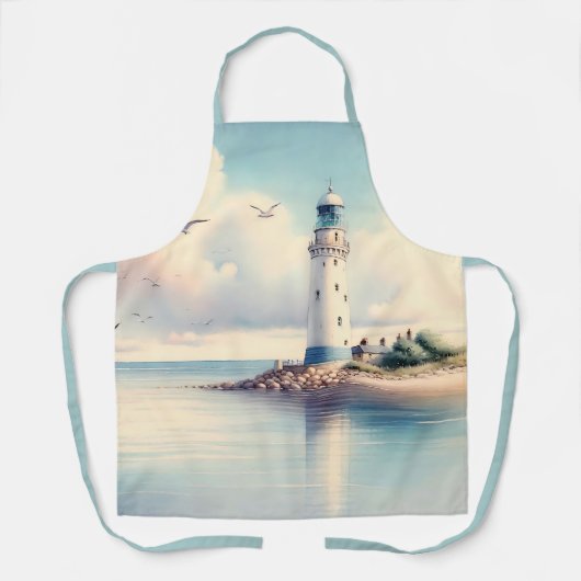Kustvuurtoren Meeuwen Pastel Lucht Sereniteit Schort (Voorkant)