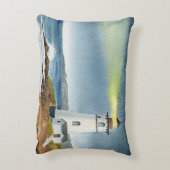 Kustvuurtoren met lichtbundel ansichtkaart accent kussen (Achterkant (Verticaal))