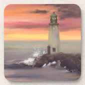 Kustvuurtoren met roze en Oranje lucht Bier Onderzetter (Voorkant)
