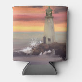 Kustvuurtoren met roze en Oranje lucht Blikjeskoeler (Voorkant)