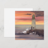 Kustvuurtoren met roze en Oranje lucht Feestdagenkaart (Voorkant / Achterkant)