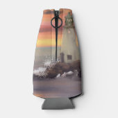 Kustvuurtoren met roze en Oranje lucht Flesjeskoeler (Achterkant)