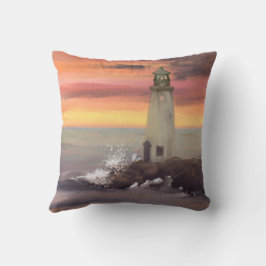 Kustvuurtoren met roze en Oranje lucht Kussen