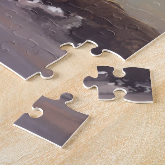 Kustvuurtoren met roze en Oranje lucht Legpuzzel (Zijkant)