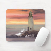 Kustvuurtoren met roze en Oranje lucht Muismat (Met muis)