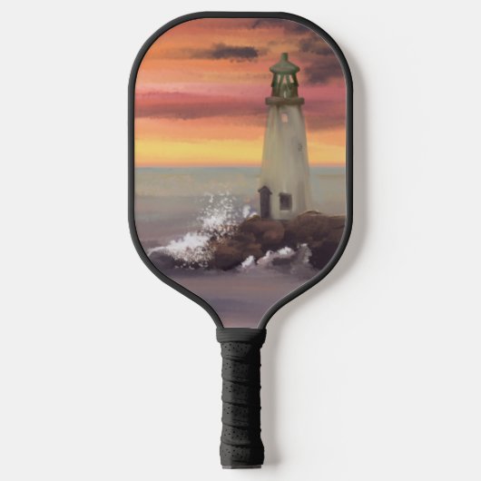 Kustvuurtoren met roze en Oranje lucht Pickleball Paddle (Voorkant)