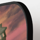 Kustvuurtoren met roze en Oranje lucht Pickleball Paddle (Links Detail)