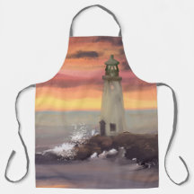 Kustvuurtoren met roze en Oranje lucht