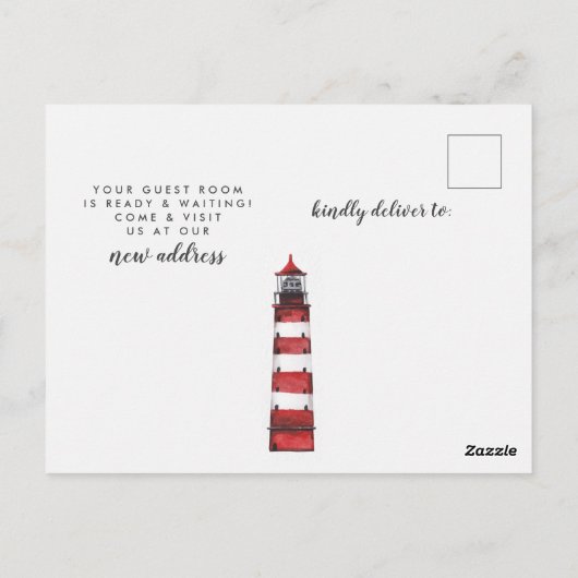 Kustvuurtoren Moving Aankondiging Briefkaart (Achterkant)