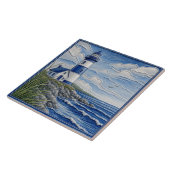 Kustvuurtoren Nautisch Blauw & Wit Tegeltje (Zijkant)