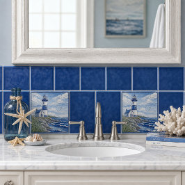 Kustvuurtoren Nautisch Blauw & Wit Tegeltje