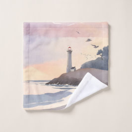 Kustvuurtoren | Strand Aquarel Schilderij Washandje