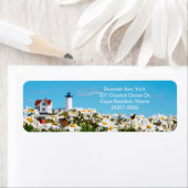 Kustvuurtoren van de nobelse zomer Daisy Maine Etiket (Insitu)