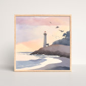 Kustvuurtoren | Watercolor Schilderij van het Stra Poster