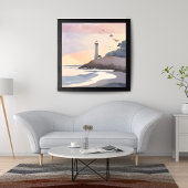 Kustvuurtoren | Watercolor Schilderij van het Stra Poster