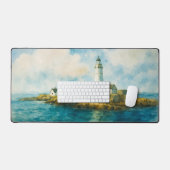 Kustvuurtoren Waterverf Landscape Harbor Bureaumat (Keyboard & Muis)