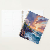 Kustvuurtoren Zonsondergang | Strand Oceaan Schild Planner (Display)