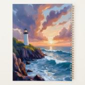 Kustvuurtoren Zonsondergang | Strand Oceaan Schild Planner (Achterkant)