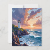 Kustvuurtoren Zonsondergang | Strand Schilderij Ka (Voorkant)