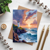 Kustvuurtoren Zonsondergang | Strand Schilderij Ka