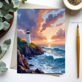 Kustvuurtoren Zonsondergang | Strand Schilderij Ka