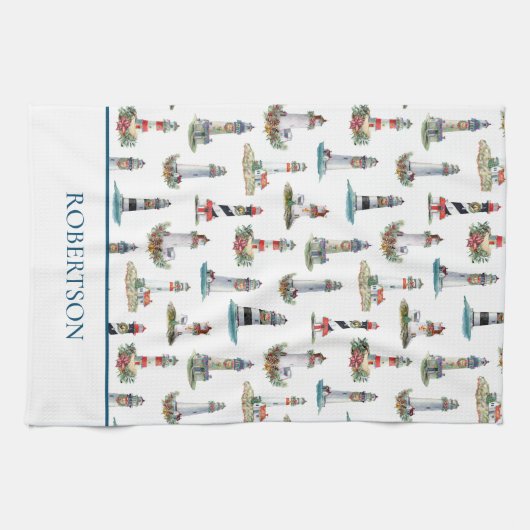 Kustvuurtorens met Kerstmis Theedoek (Horizontaal)