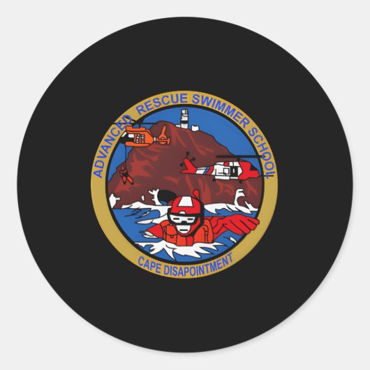 Kustwacht geavanceerde redding zwemmer school badg ronde sticker (Voorkant)