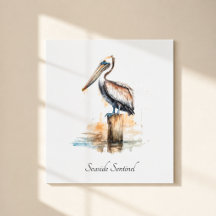 Kustwacht Pelikaan Aquarel Metaal Kunst