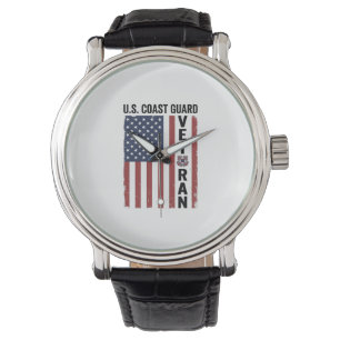 Kustwacht Veteraan Vlag Vintage Vector Ontwerp_1 Horloge