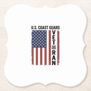 Kustwacht Veteraan Vlag Vintage Vector Ontwerp_1 Kartonnen Onderzetters