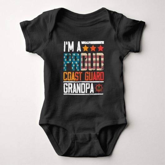 Kustwacht Veteran Grandfather Patriot US Vlag Romper (Voorkant)