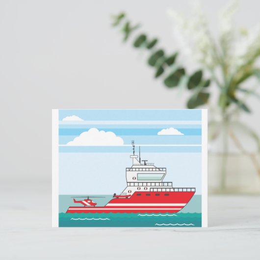 Kustwachtschip met helikopter briefkaart (Staand voorkant)