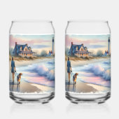 Kustwandeling naar Vuurtoren bij Zonsondergang Blikvorm Glas (Voorkant)