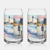 Kustwandeling naar Vuurtoren bij Zonsondergang Blikvorm Glas (Links)