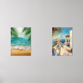 Kustwandkunst | Mediterraanse vrouw aan zee  Muurkunst Sets (Voorkant)