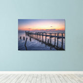 Kustwandkunst – Serene Oceanzonsondergang Canvas Afdruk (Insitu (Houten vloer))